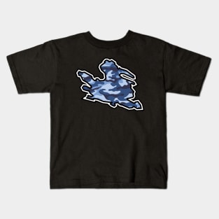 Mayne Island Silhouette in Blue Camouflage - Camo Pattern - Mayne Island Kids T-Shirt